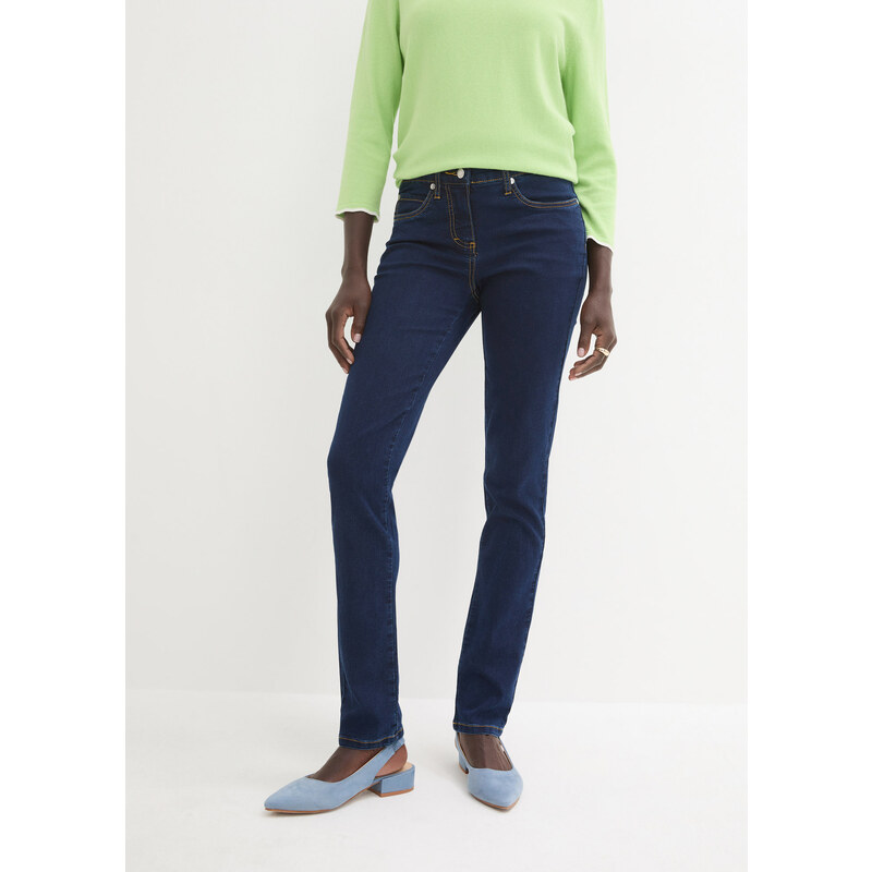 bonprix Slim Fit džínsy, super streč, stredná výška pásu, farba modrá 44733879