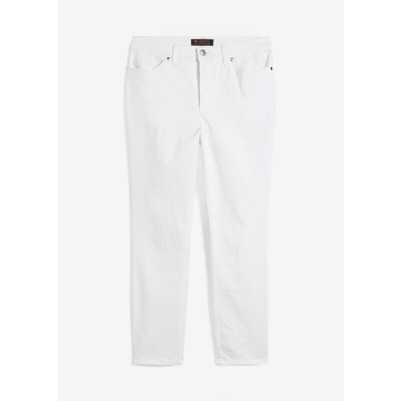 bonprix Strečové nohavice z bavlny, farba biela 44742466