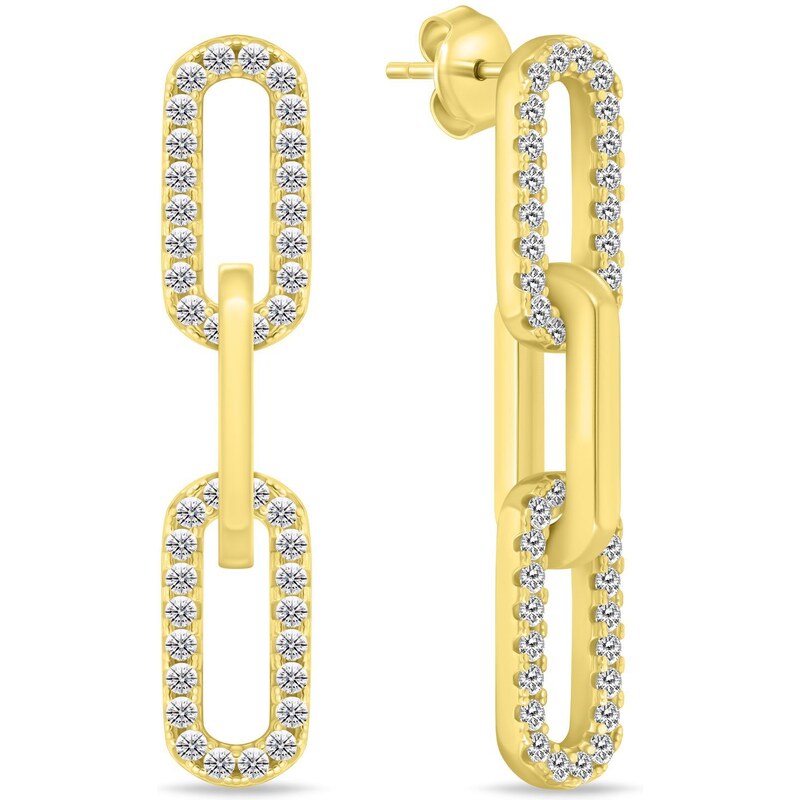 Brilio Silver Módne pozlátené náušnice so zirkónmi EA1035Y 66595058