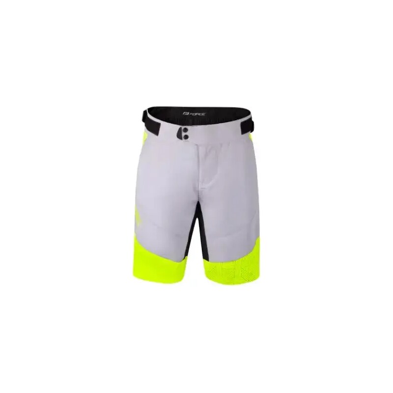 E-shop Force Storm pánske MTB kraťasy s vložkou šedá/Fluo vel. M