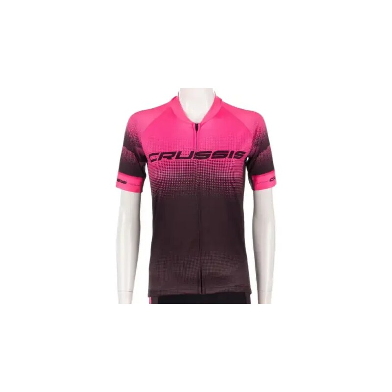 E-shop Crussis dámsky cyklistický dres krátky rukáv čierna/ružová vel.