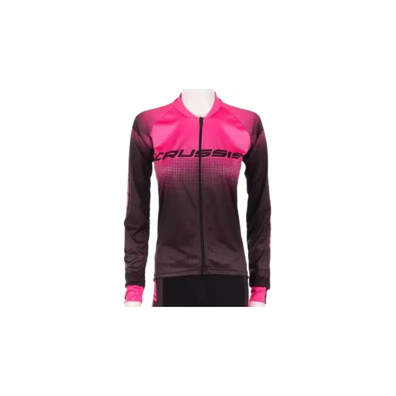 E-shop Crussis dámsky cyklistický dres dlhý rukáv čierna/ružová vel. L