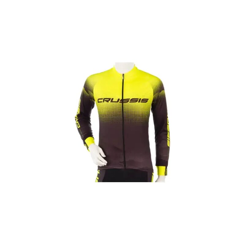 E-shop Crussis pánsky cyklistický dres dlhý rukáv čierna/žltá vel. XL