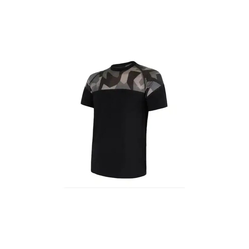 Sensor Merino Impress pánske tričko krátky rukáv čierna/Camo vel. L 48475056