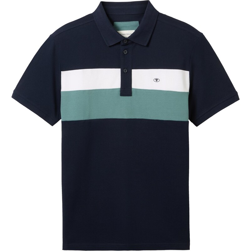 TOM TAILOR Tričko tmavomodrá / smaragdová / biela 61983768