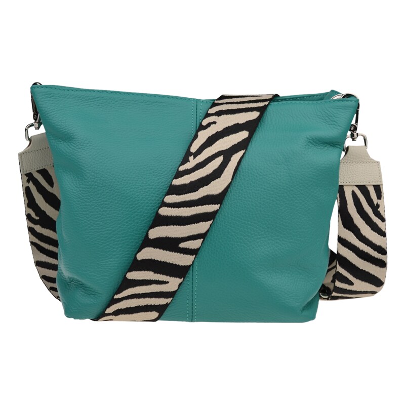 Tyrkysová kožená talianska crossbody kabelka Prisca Smeraldo s 54908642