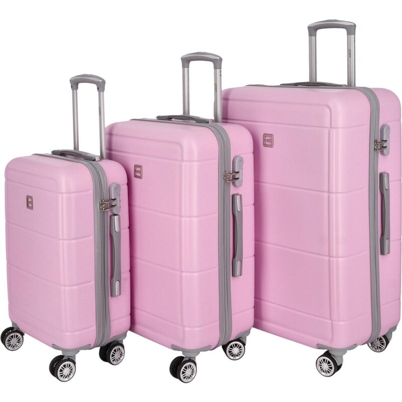 Jony Cestovný plastový kufor Gothard SADA, ružový 66422085