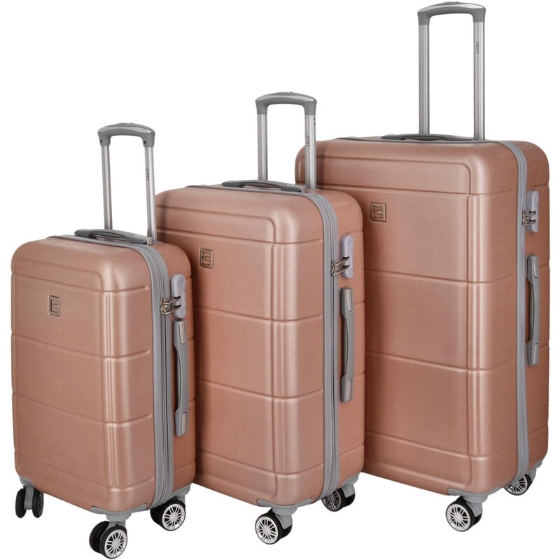 Jony Cestovný plastový kufor Gothard SADA, ružovo-zlatý 66422084