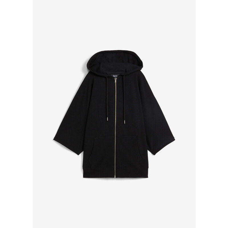 bonprix Mikinová bunda z udržateľnej bavlny, farba čierna 49697399