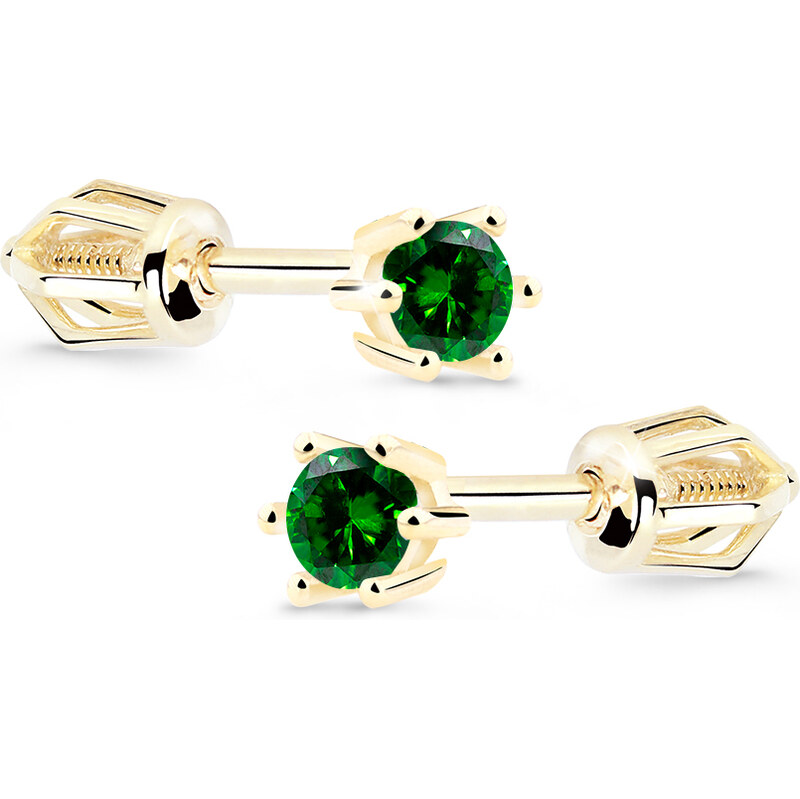 Cutie Diamonds Slušivé náušnice zo žltého zlata so smaragdmi DZ8012-30 66588249