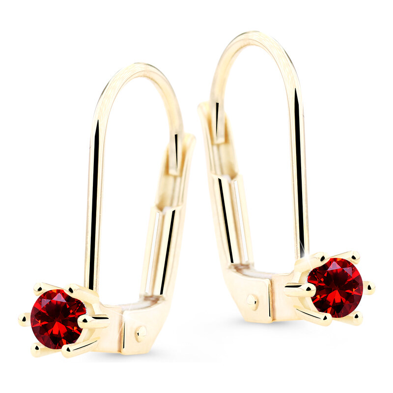 Cutie Diamonds Krásne visiace náušnice zo žltého zlata s rubínmi 66591120