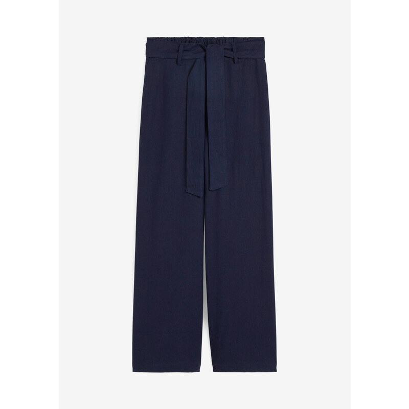 bonprix Culotte nohavice z ľahkého pláteného mixu, farba modrá 49697378