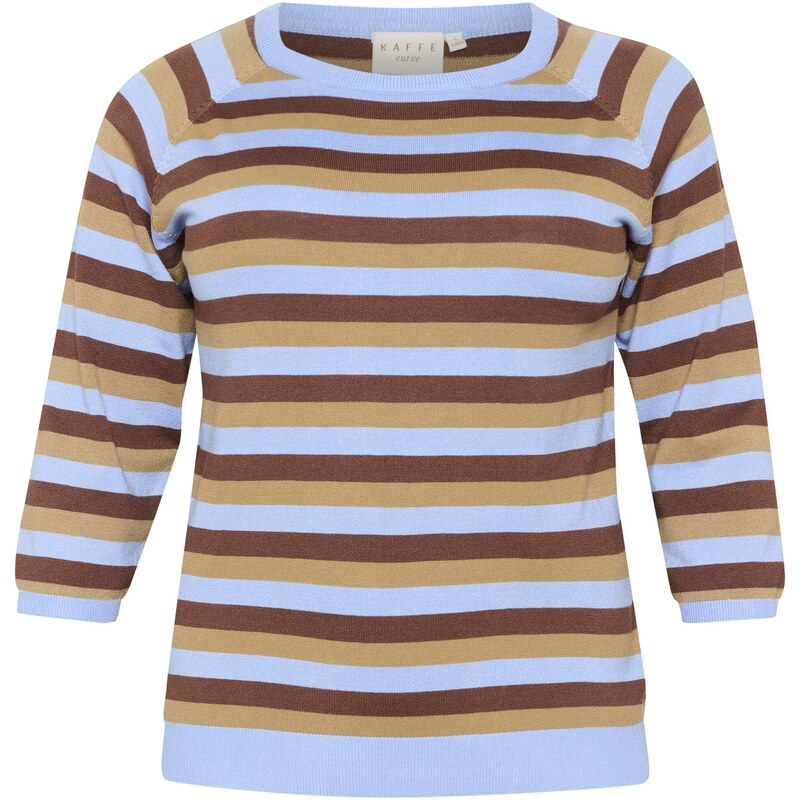 KAFFE CURVE Sveter Tilda béžová / nebesky modrá / hnedá 57017476