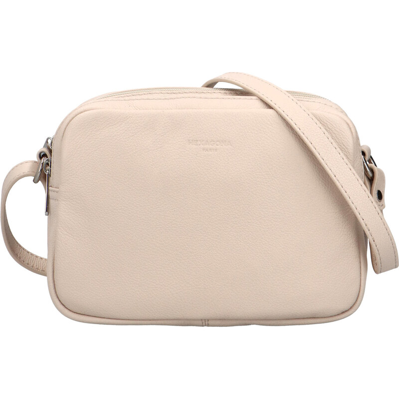 Dámska kožená crossbody kabelka svetlobéžová - Hexagona Vilia béžová 55008545