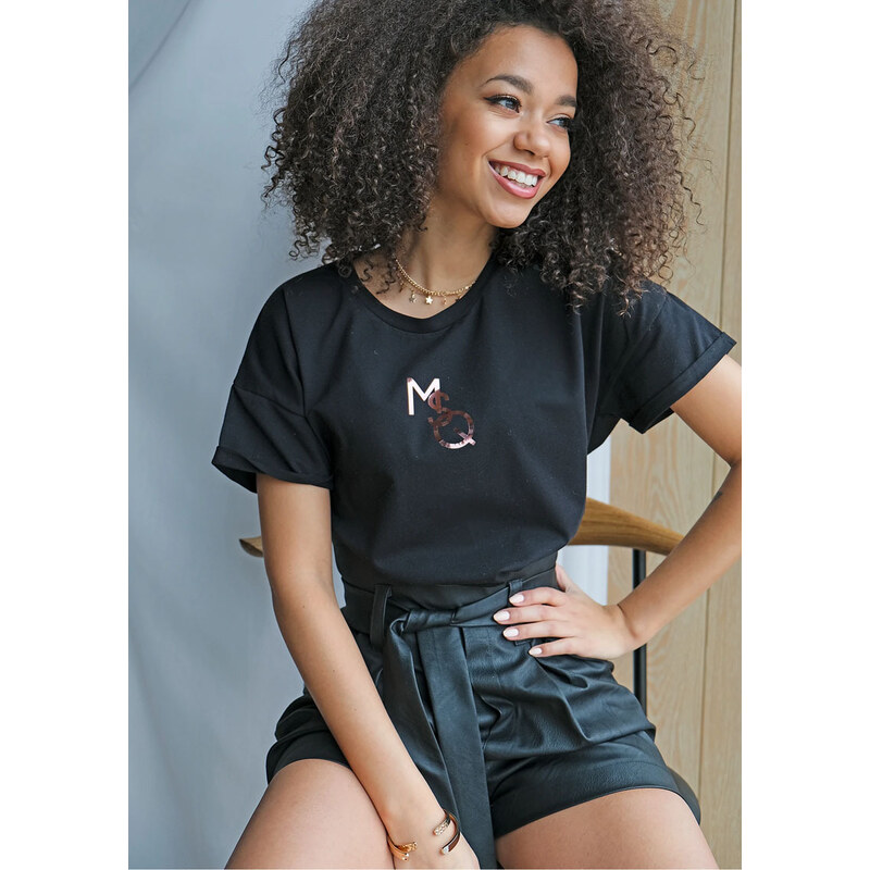 Mosquito Dámske tričko MSQ čierne ružové zlaté logo, Farba čierna 55031289