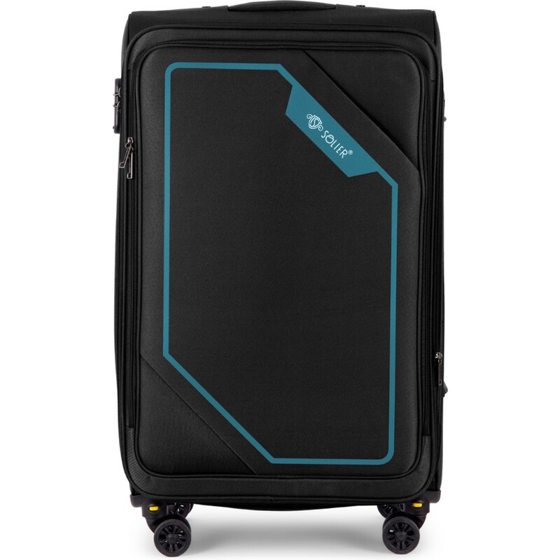 BASIC SOLIER čierno-tyrkysový cestovný kufor SOFTFLEX veľ. M S16 55033012