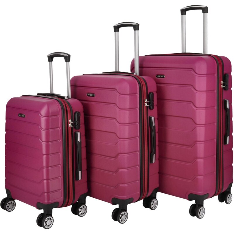 Cestovný plastový kufor Ormi Piotr SADA, ružovo-červený 66426637