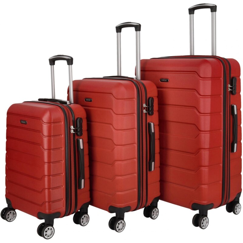 Cestovný plastový kufor Ormi Piotr SADA, červený 66426636