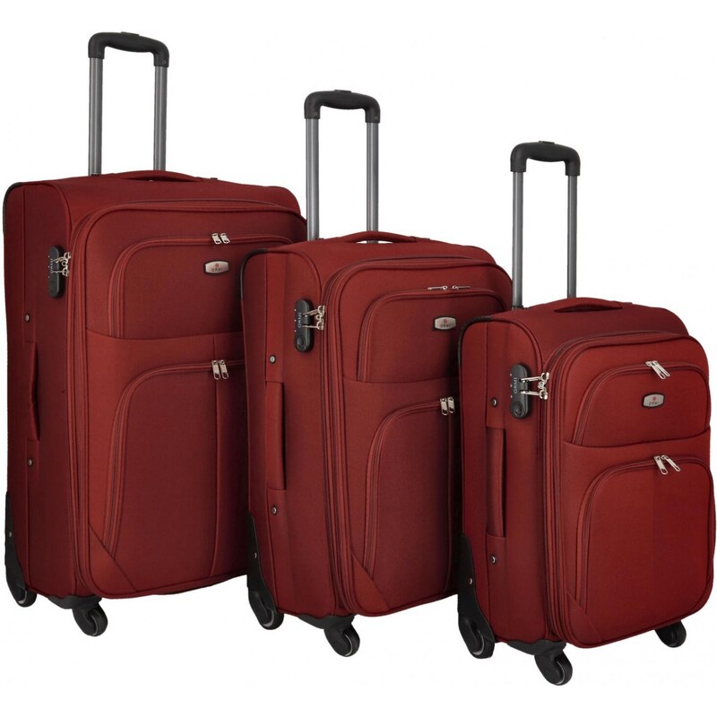 ORMI Látkový kufor Orlin SADA, tmavo červený 66420413