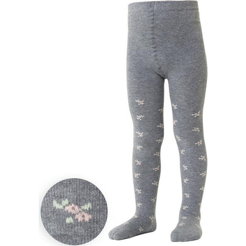 BASIC Sivé dievčenské pančuchy s kvetinkami Art. 071 FN361, GRAY 55117744