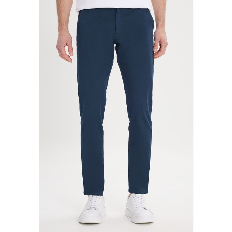 Pánske námornícke modré plátené slim fit nohavice AC&Co / Altınyıldız 50544035