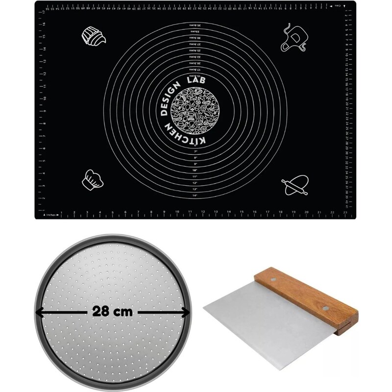 Kitchen Design Lab Čierna silikónová podložka na vyvaľkanie cesta 45x65 ...