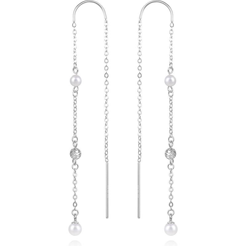 Agato Dlhé strieborné náušnice s perlami AGUV3458P 66587760