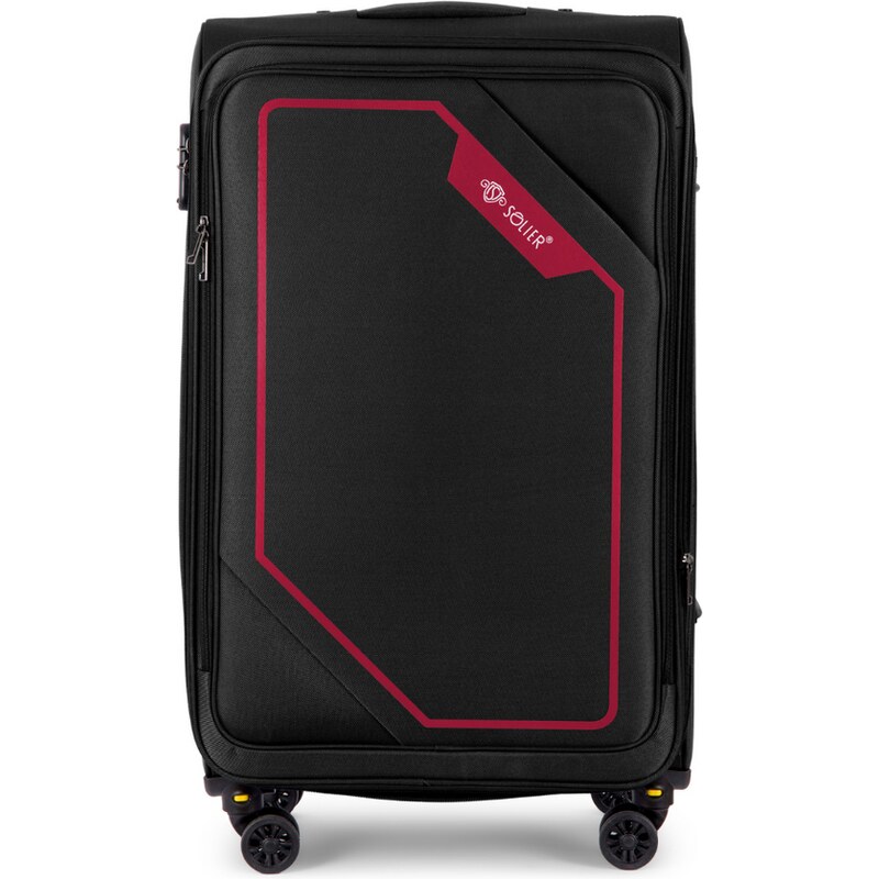 BASIC SOLIER čierny textilný kufor veľ. M SOFTFLEX STL2240 BLACK RED 55294468