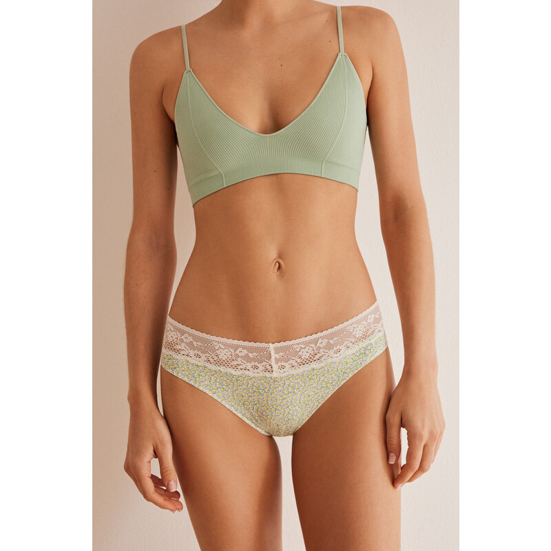 womensecret Bavlnené a čipkované nohavičky s motívom sedmokrásky 50876334