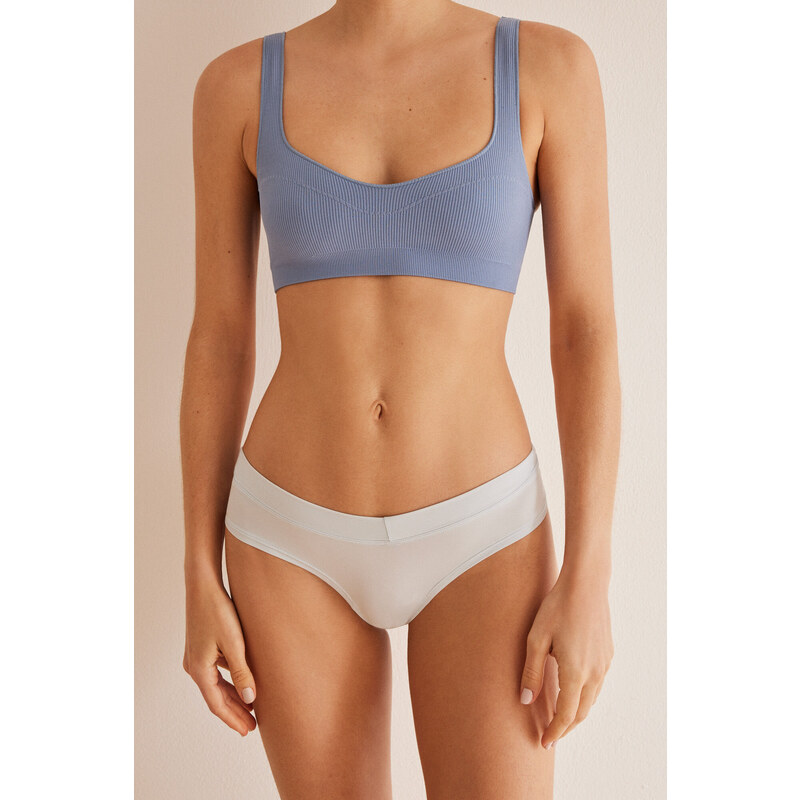 womensecret Modré brazílske nohavičky s riasením 50876353