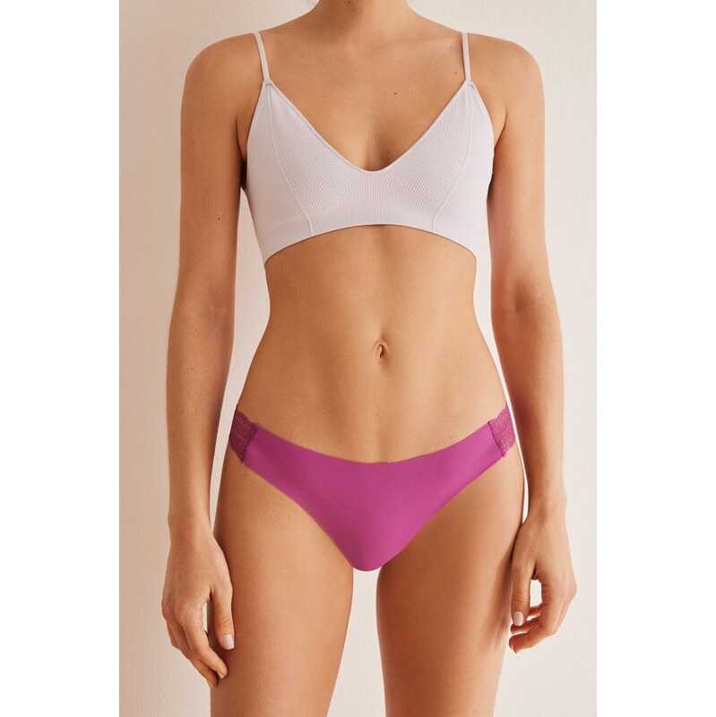 womensecret Fialové čipkované tanga Clean cut 55313192