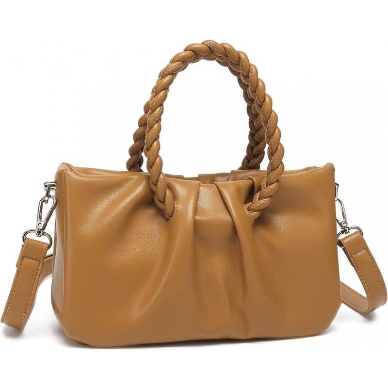 Miss Lulu Kabelka - s crossbody popruhom a zapletanou rukoväťou, hnedá 57665722