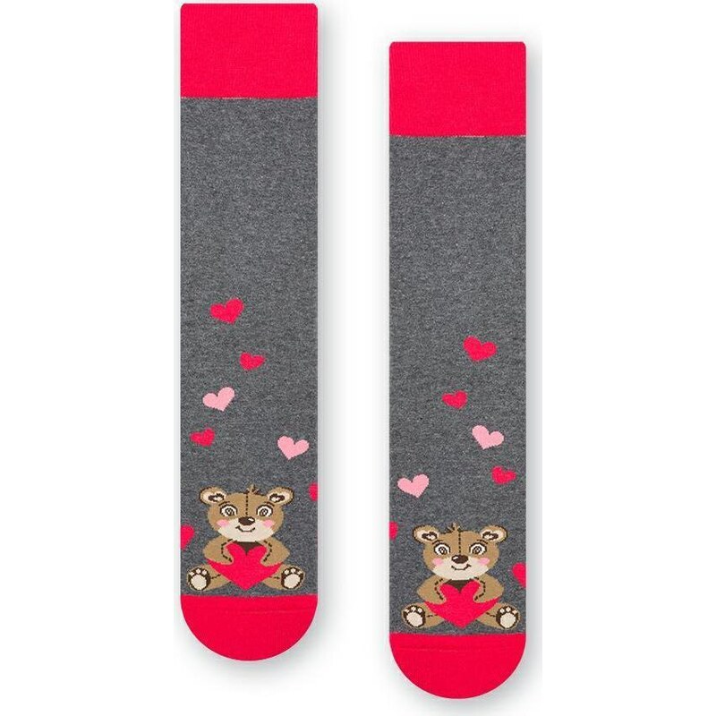 BASIC Sivé pánske ponožky s medvedíkom Art.136 KM114, GRAY MELANGE 55329615