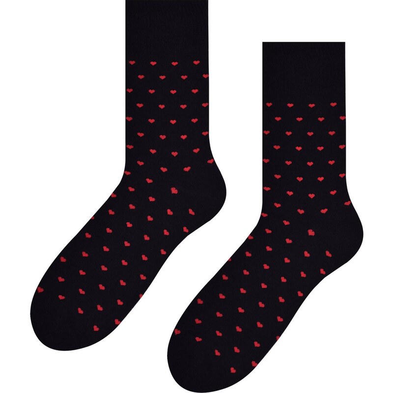 BASIC Čierne pánske ponožky so srdiečkami Art.136 KL009, BLACK 55329622