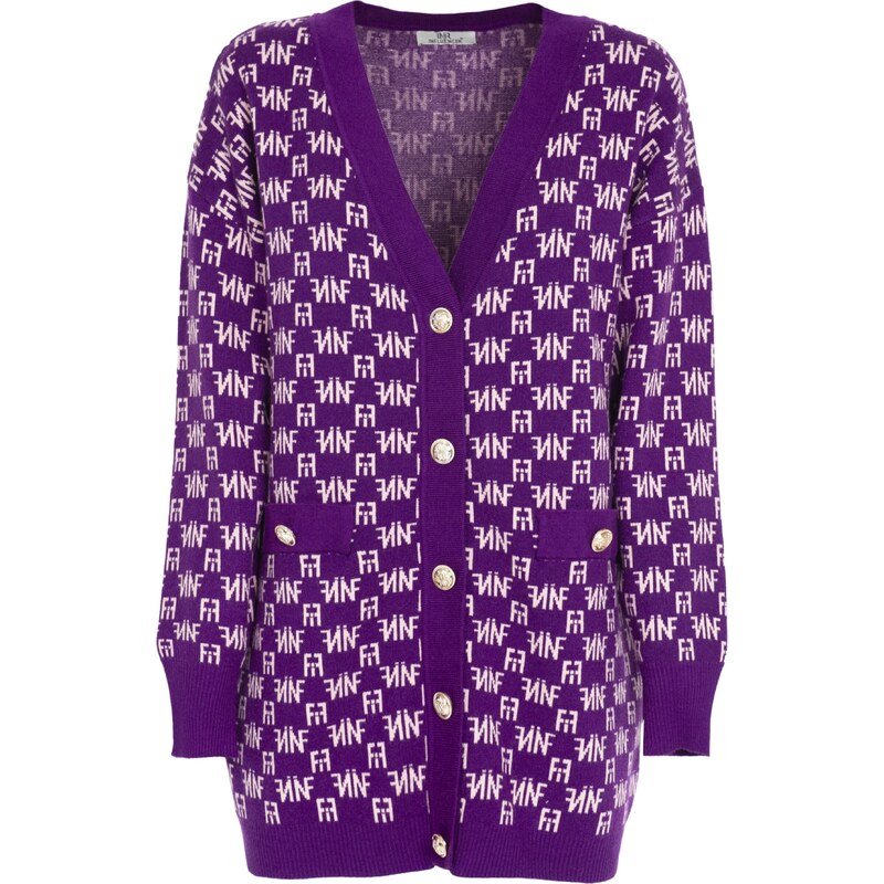 Influencer Kardigán tmavofialová / šedobiela 55342031