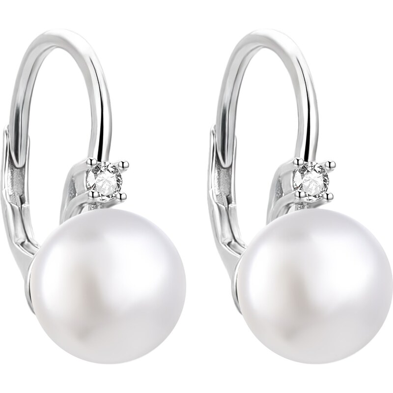 Agato Elegantné strieborné náušnice s perlami AGUC3514P-W 66586646