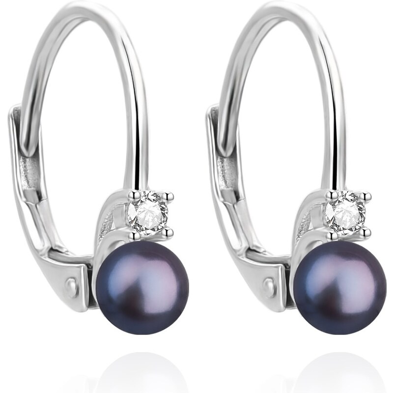 Agato Pôvabné strieborné náušnice s čiernou perlou AGUC3513P-BK 66578359