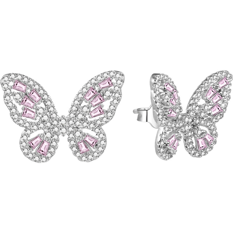 Agato Krásne strieborné náušnice Motýle AGUP3094-W/P 66587799