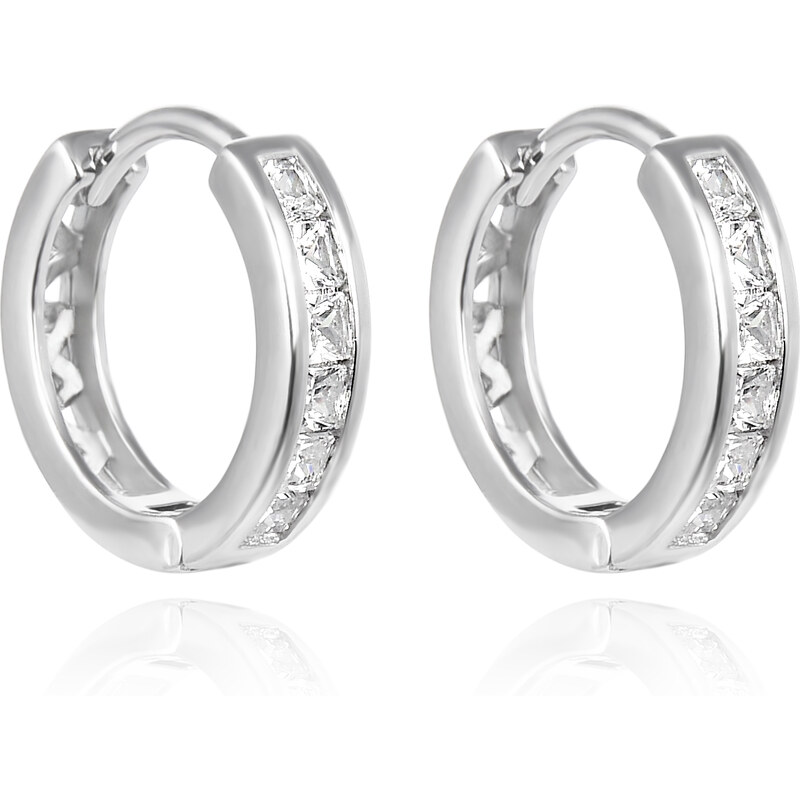 Agato Blyštivé kruhové náušnice zo striebra AGUC3469 66578936