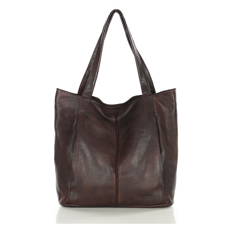 MARCO MAZZINI Mäkká kožená shopper taška | tmavohnedá vs108c 55353971
