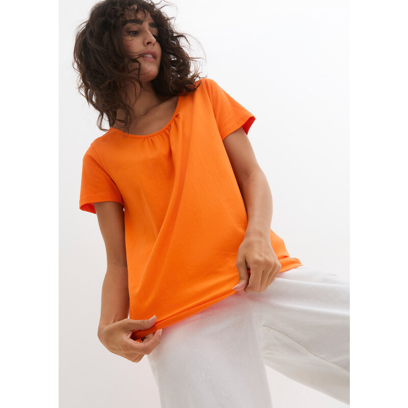 bonprix Tričko z čistej bavlny, krátky rukáv, farba oranžová 49698003