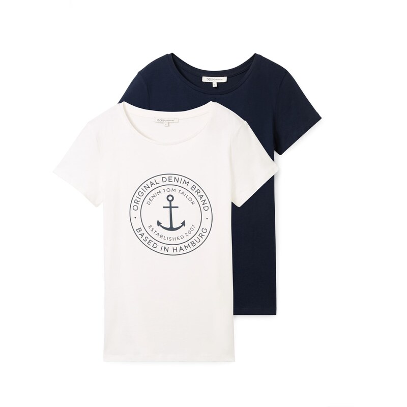 TOM TAILOR DENIM Tričko tmavomodrá / biela 55387133