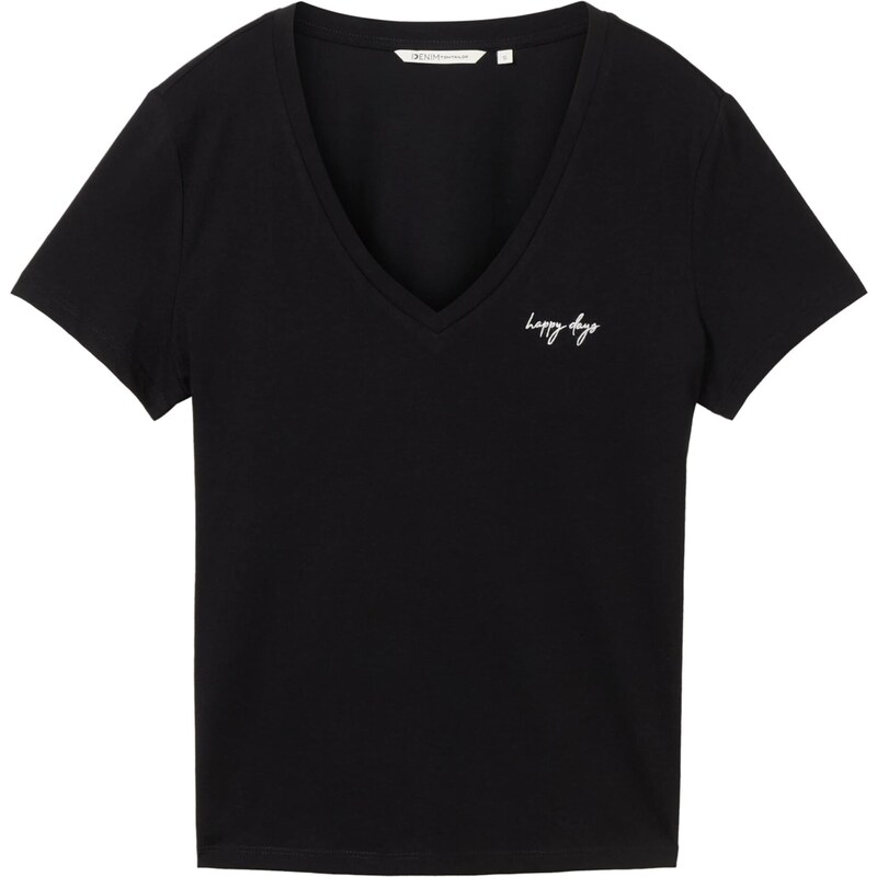 TOM TAILOR DENIM Tričko čierna / biela 55387125