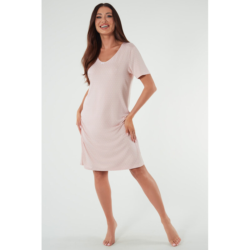 Italian Fashion Dámska nočná košeľa s bodkami Puntini ružová, Farba 55418624