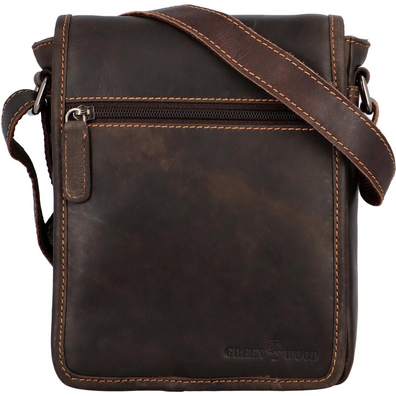 Green Wood Praktická pánska kožená crossbody taška Jimmy Joell, tmavo 66420402