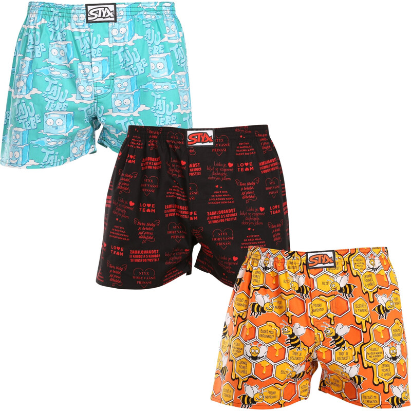 3PACK pánske trenky Styx art klasická guma viacfarebné (3A16477) 55440341