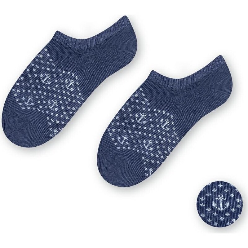 BASIC Tmavomodré detské bambusové ponožky s kotvičkami Art.152 JW051, 55451096