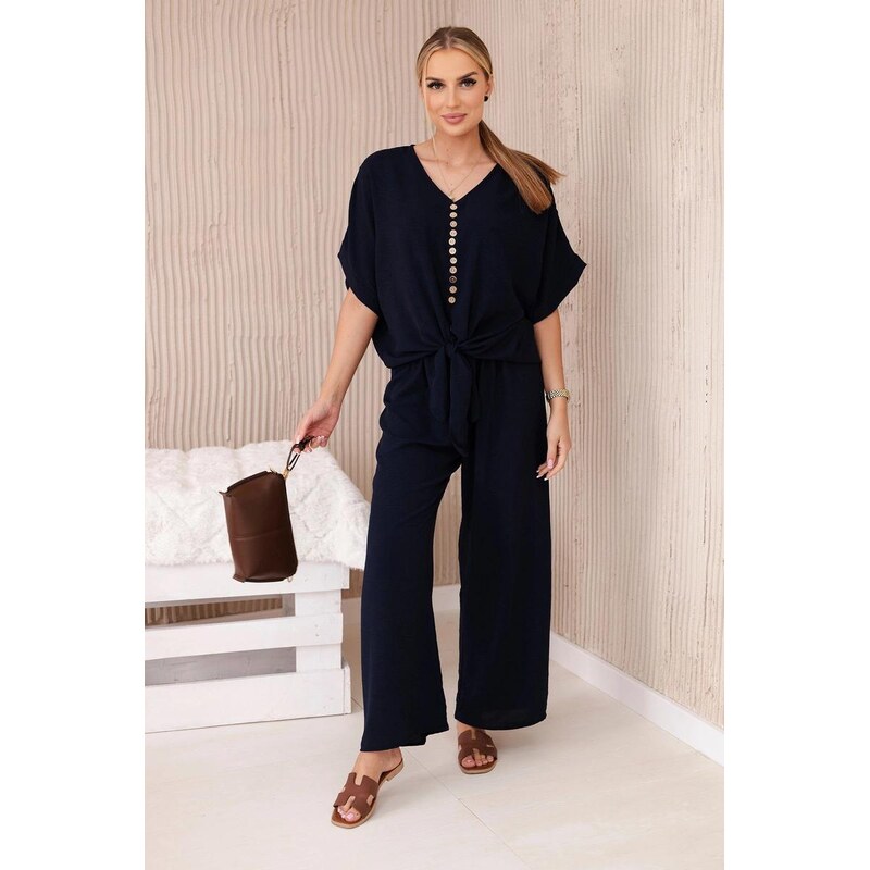 MladaModa Komplet nohavíc a blúzky s gombíkmi model 5963 farba 53200337