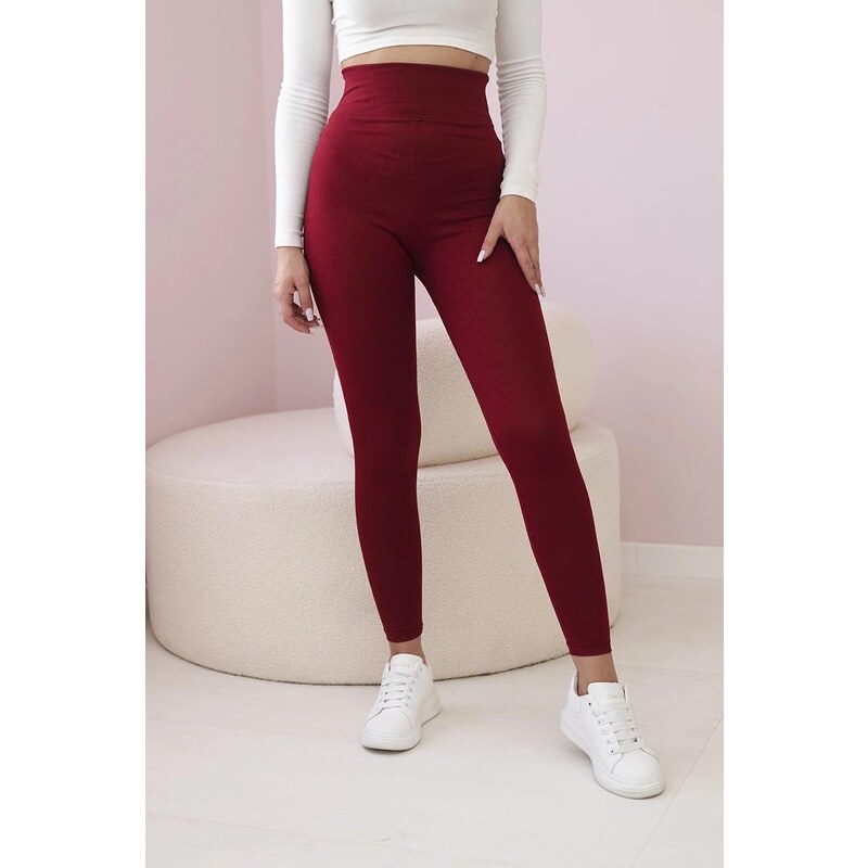 MladaModa Legíny z vrúbkovaného materiálu model 69186 bordové 45053156