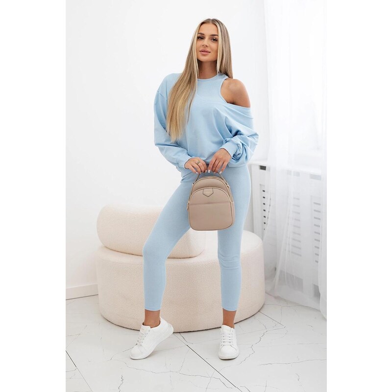 MladaModa 3-dielny set mikina + top + legíny model 9441 svetlomodrý 46491119